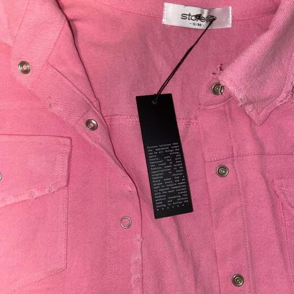 Pink Distressed Shacket - Picture 3 of 4